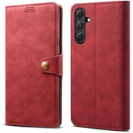 Lenuo Samsung Galaxy A54 5G piros bőr flip tok - Mobiltelefon tok