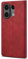 Lenuo Xiaomi Redmi Note 13 piros bőr flip tok - Mobiltelefon tok