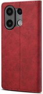 Mobiltelefon tok Lenuo Xiaomi Redmi Note 13 Pro piros bőr flip tok - Pouzdro na mobil