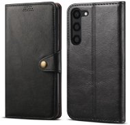 Lenuo Samsung Galaxy S23+ fekete bőr flip tok - Mobiltelefon tok
