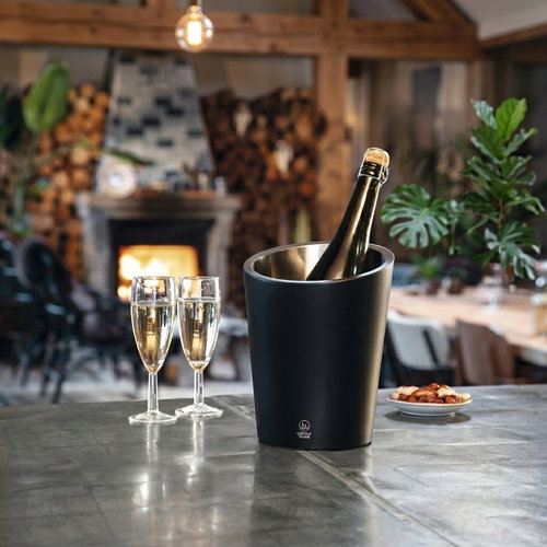 LEOPOLD VIENNA Champagne cooler, stainless steel, black matt, height 220 mm, diameter 173 mm - Beverage Cooler - Main image
