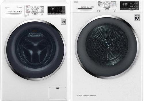 LG F104J8JS2W + LG RC91U2AV2W - Washer Dryer Set - Main image