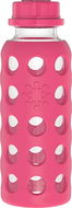 Lifefactory Skleněná láhev 265 ml dětská plochý uzávěr, Raspberry - Kojenecká láhev