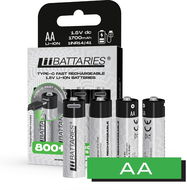  LIIBATTARIES Nabíjecí baterie tužková AA - 1700 mAh USB-C - Nabíjecí baterie