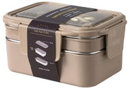 Livefy obědový box s příborem Double Lunch 1,2 l, béžový - Lunch Box