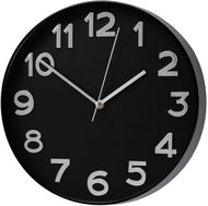 4Living Moderní nástěnné hodiny Sturn, průměr 30 cm, černo-stříbrné - Wall Clock