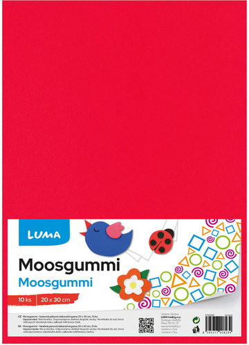 LUMA Moosgummi A4 červená - balení 10 ks - Habgumi - Fő fotó