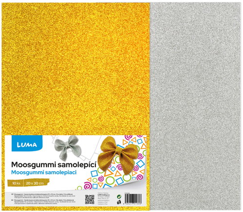 LUMA Moosgummi A4 BIO GLITR, samolepicí, zlatá/stříbrná - balení 10 ks - Habgumi - Fő fotó