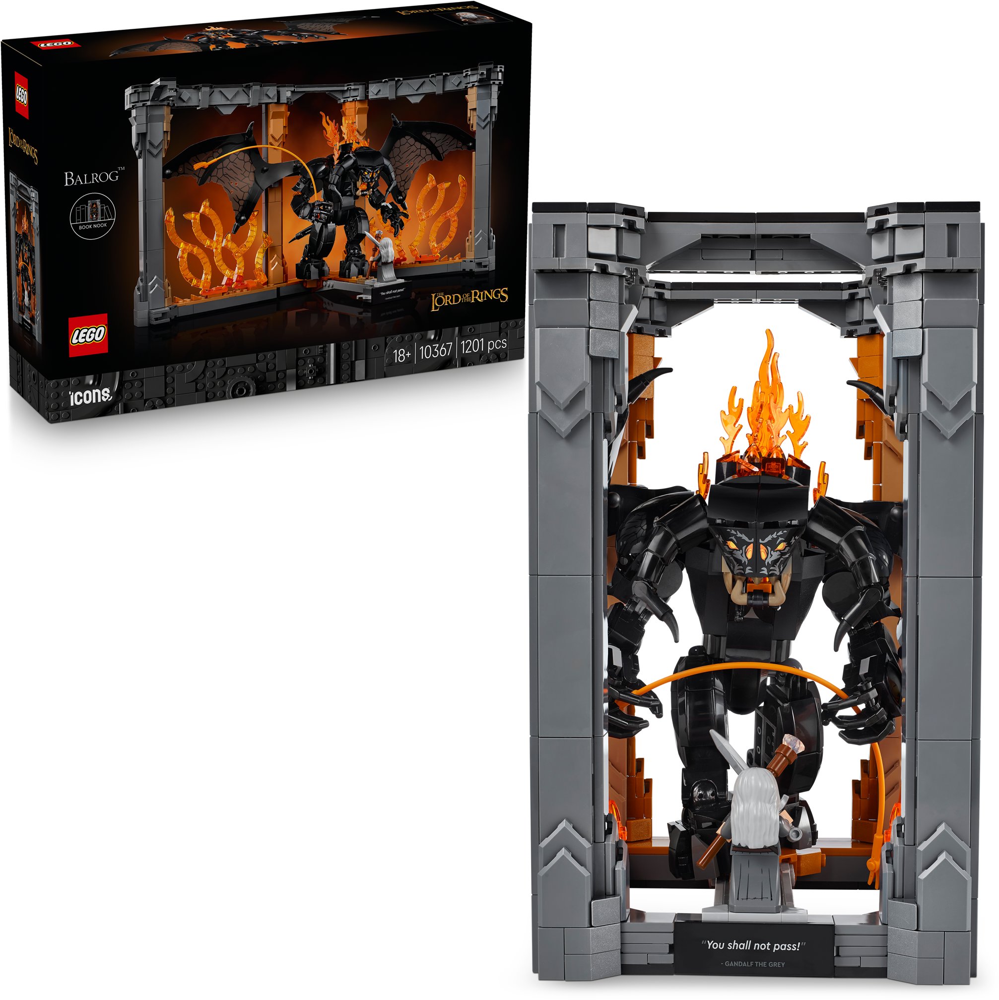 LEGO stavebnice LEGO® Icons 10367 Knižní zarážka: Pán prstenů – Balrog™