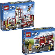 LEGO City 60110 Hasiči, Hasičská stanica + LEGO City 60107 Hasiči, Hasičské auto s rebríkom - Herná sada