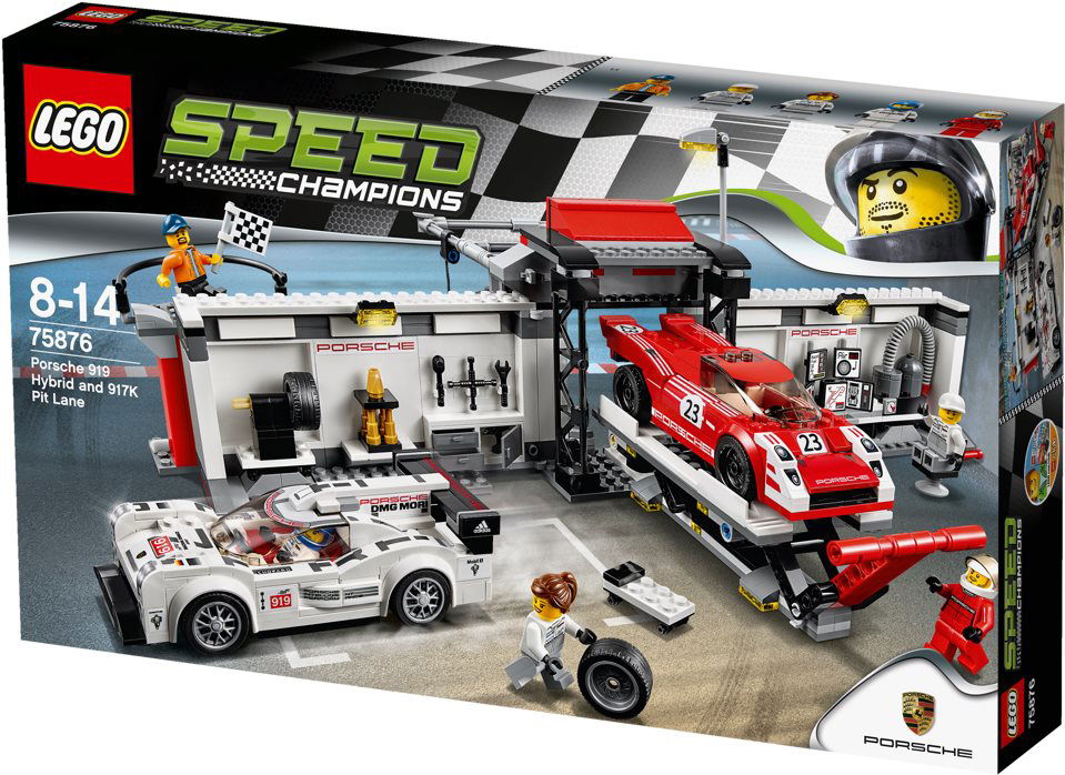 Lego speed champions porsche 919 discount hybrid and 917k pit lane 75876