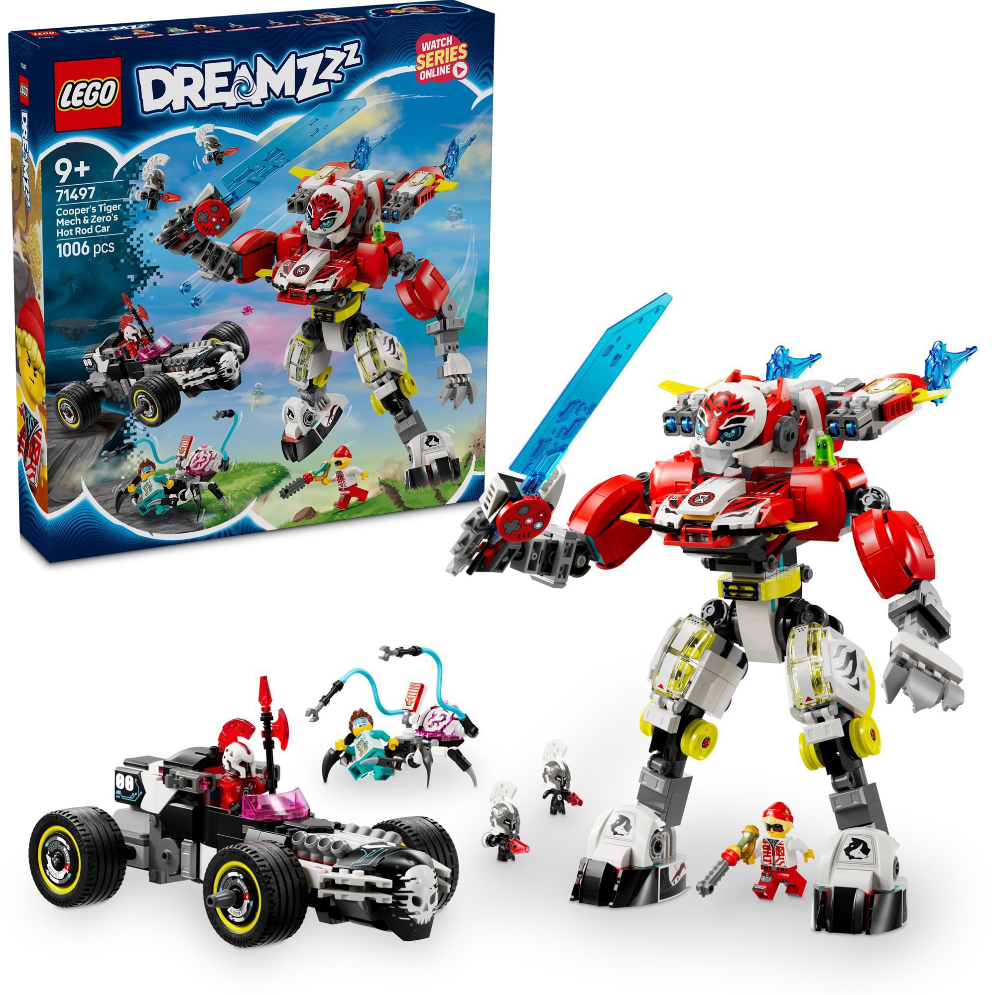 LEGO® DREAMZzz™ Cooper tigrisrobotja és Zero hot rod autója 71497