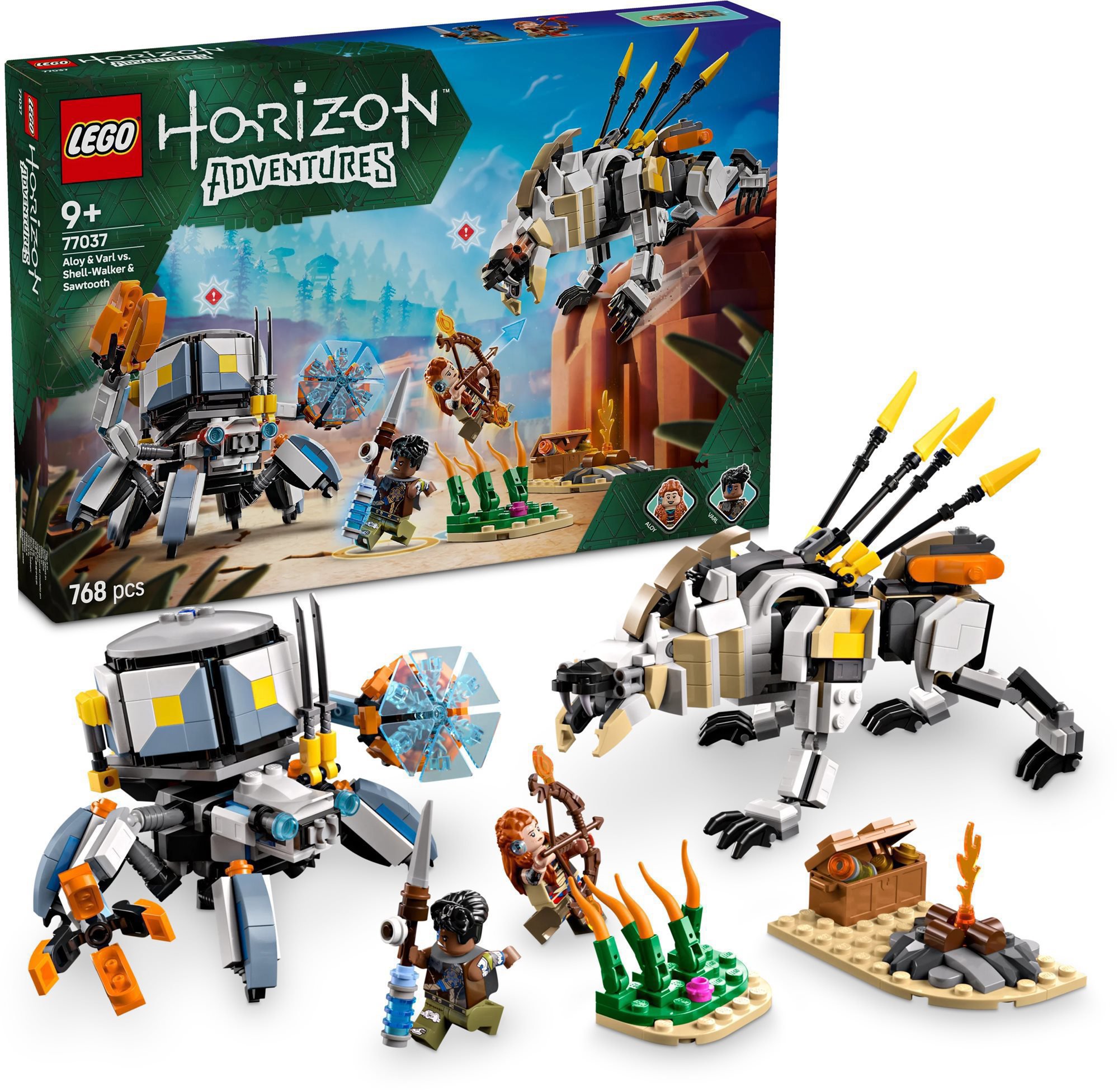 LEGO® Horizon Adventures™ 77037 Aloy és Varl a páncéljáró és a fűrészfog ellen