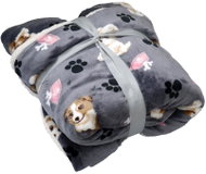 TEXTILOMANIE Luxury grey lambskin blanket made of microfleece Puppy with a bone 150 × 200 cm - Blanket