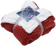 TEXTILOMANIA Luxury burgundy lambskin blanket made of microfleece with cubes 180 × 200 cm - Blanket