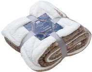 TEXTILOMANIA Luxury beige lambskin blanket made of microplush with cubes 180 × 200 cm - Blanket