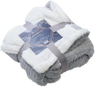 TEXTILOMANIA Luxury light grey lambskin blanket made of microfleece with cubes 180 × 200 cm - Blanket