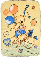 TEXTILOMANIE Žltá detská deka Medvedík na bicykli 80 × 110 cm - Deka