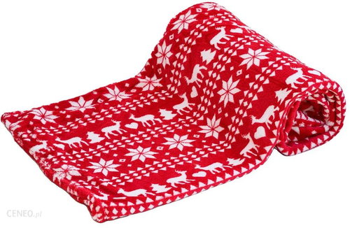 TEXTILOMANIA Red Christmas micro plush blanket Deer and snowflake 180 × 200 cm - Blanket - Main image