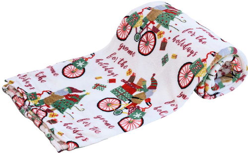 TEXTILOMANIE White Christmas micro plush blanket Santa on a bike 180 × 200 cm - Blanket - Main image