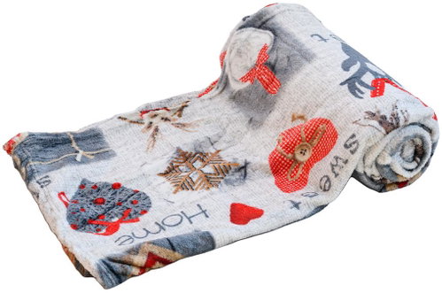 TEXTILOMANIA Grey Christmas micro plush blanket Sweet home 150 × 200 cm - Blanket - Main image