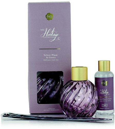 Ashleigh & Burwood Gift set glass MAUVE with VELVET PLUM & CASSIS 150 ml - Reed Diffuser - Main image