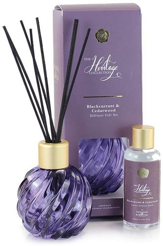 Ashleigh & Burwood Gift set glass PURPLE with BLACKCURRANT & CEDARWOOD 150 ml - Incense Sticks - Main image