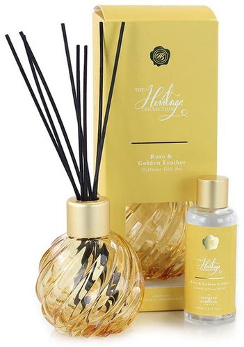 Ashleigh & Burwood GOLD glass gift set with ROSE & GOLDEN LEATHER 150 ml - Incense Sticks - Main image