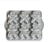 NORDIC WARE Metal plate with six small gingerbread figures, silver - Baking Mould