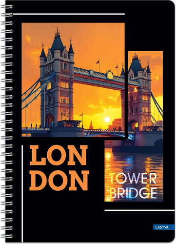 LASTVA Metropolis spirálfüzet A4, vonalas, 80 lap - London - Jegyzetfüzet - Fő fotó