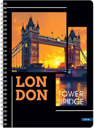 LASTVA Metropolis A5 Ruled Spiral Notebook, 80 Sheets, London - Notepad - Main image