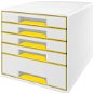 Leitz WOW CUBE, 5 Drawers, White-yellow - Drawer Box