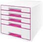 Leitz WOW CUBE, 5 Drawers, White and Pink - Drawer Box