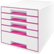 Leitz WOW CUBE, 5 zásuviek, bielo-ružový - Zásuvkový box