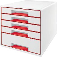 LEITZ WOW CUBE, 5 zásuvek, bílo-červená - Drawer Box