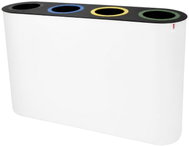 Lune Sestava na tříděný odpad Split, bílá, černé víko, lakovaná ocel, 4 × 38 l - Rubbish Bin