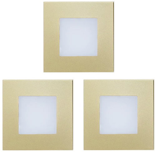 Luxera Prezent Step light set 3 pcs LED 1 W, staircase recessed light, gold - LED Light - Main image