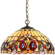 Luxera Prezent Tiffany 1704 2xE27 60 W, závěsná vitrážová lampa - Lustr