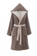 Soft Cotton - Ladies short robe Leaf with hood, brown, L - Bathrobe