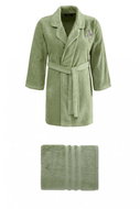Soft Cotton - Short Women's Bathrobe Lilly in Gift pack with towel, light green, M - Bathrobe