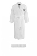 Soft Cotton - Men's Smart Bathrobe in Gift Pack with towel, white - Bathrobe