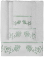Soft Cotton Towel Diara 50 × 100 cm, white - mint embroidery - Towel