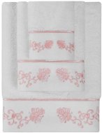 Soft Cotton Osuška Diara 85 × 150 cm, bílá - růžová výšivka - Osuška