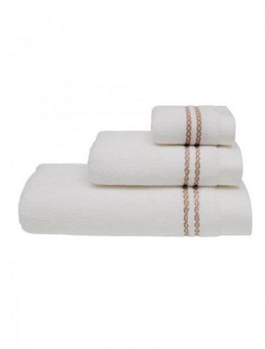 Soft Cotton Osuška Chaine 75 × 150 cm, bílá - béžová výšivka - Bath Towel - Main image