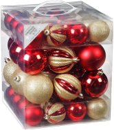 Sada 50 ks ozdob: Ozdoby kulaté zlaté a červené mix 6 a 8 cm - Vánoční ozdoby