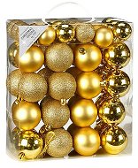 Vianočné ozdoby Súprava 44 ks ozdôb: Ozdoby guľaté zlaté mix 4 a 6 cm - Vánoční ozdoby
