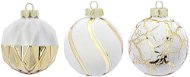 Sada 3 ks ozdob: Ozdoby kulaté bílé se zlatým dekorem mix 8 cm - Vánoční ozdoby