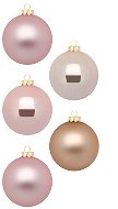 LAALU Súprava 30 ks ozdob guľaté ružové - krémové mix 6 cm - Vianočné ozdoby