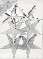 LAALU Sada 6 ks ozdob hvězdičky stříbrné mix 9 cm - Vánoční ozdoby