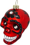 Ozdoba lebka s ornamenty červená 9 cm - Vánoční ozdoby